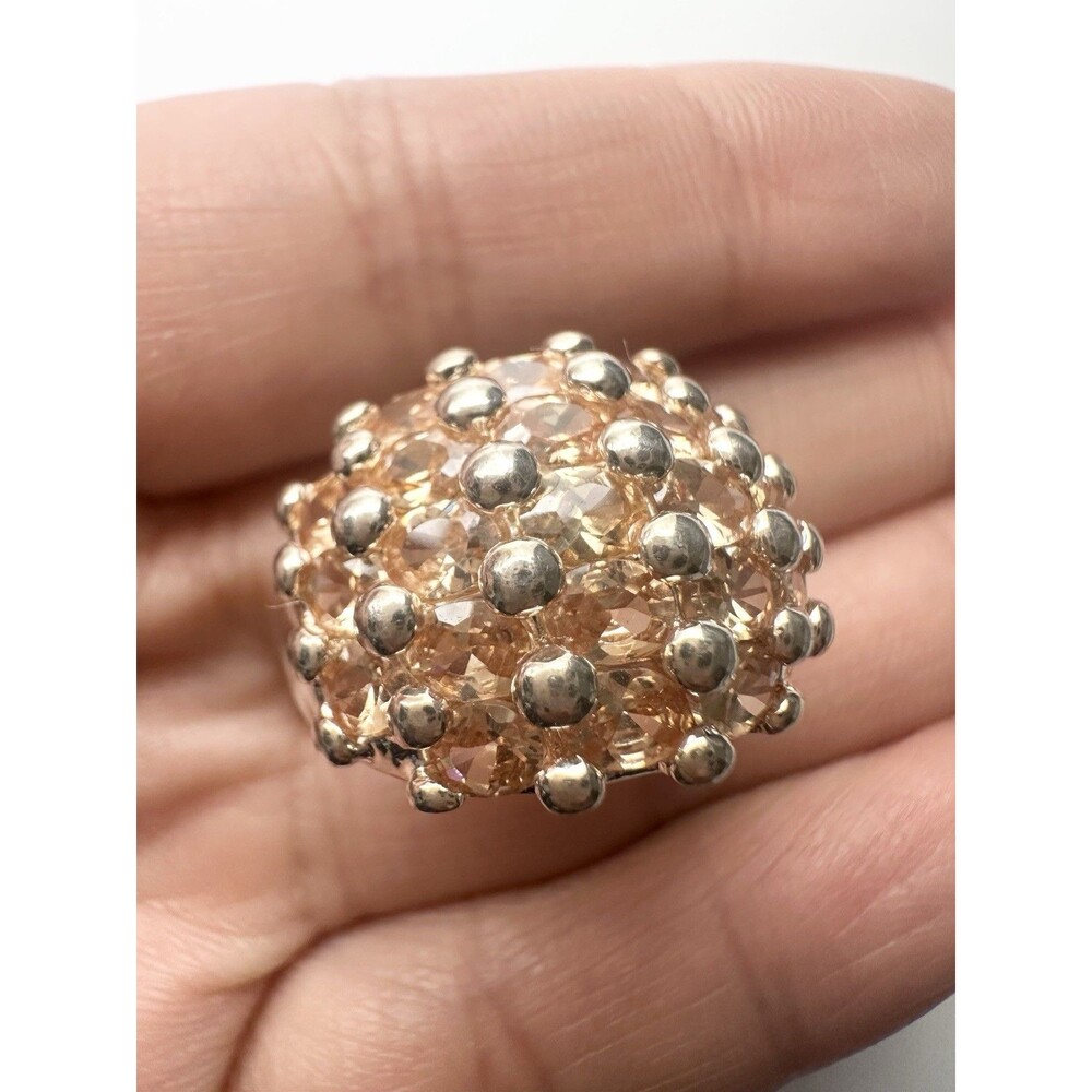 925 Sterling Silver Champagne Dome Cocktail Ring Size 8